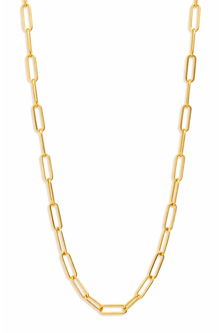 Paper Clip Chain Necklace, Main, color, GOLD