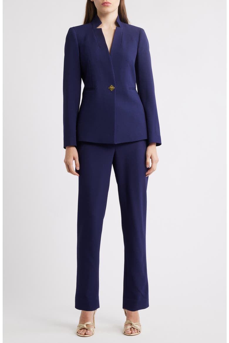 Notch Neck Long Sleeve Jumpsuit, Main, color, MIDNIGHT NAVY