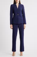Tahari ASL Notch Neck Long Sleeve Jumpsuit