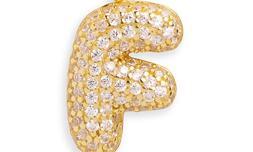 Argento Vivo Sterling Silver Cubic Zirconia Bubble Inital Pendant Necklace In Gold