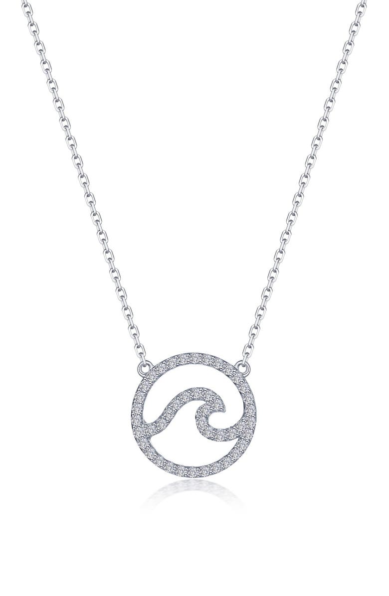 Lafonn Ocean Wave Simulated Diamond Pendant Necklace, Main, color,