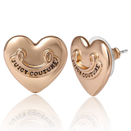 Juicy Couture Heart Stud Earrings With Iconic Logo In Gold