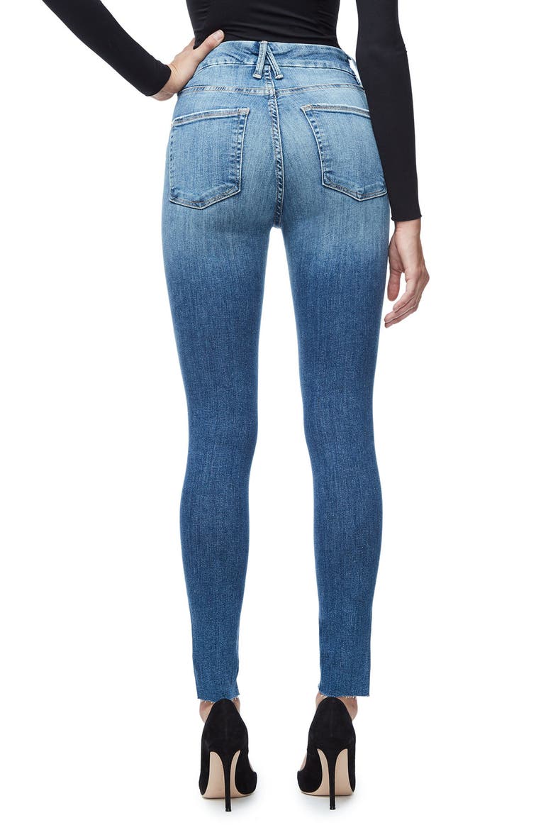 Good Waist Cascade Hem Skinny Jeans, Alternate, color, BLUE125