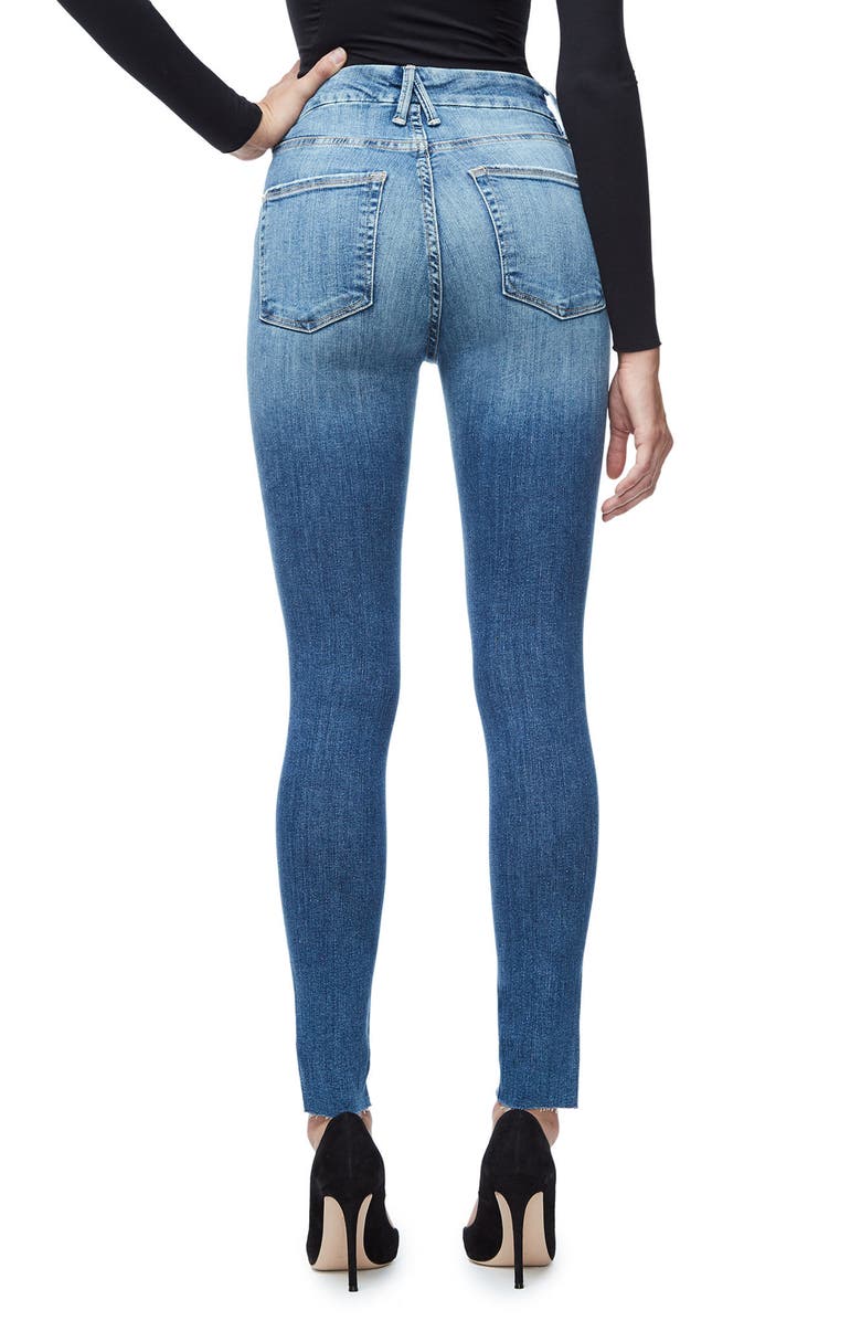 Good American Good Waist Cascade Hem Skinny Jeans, Alternate, color, 