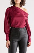 Renee C Asymmetrical Drop Shoulder Satin Top