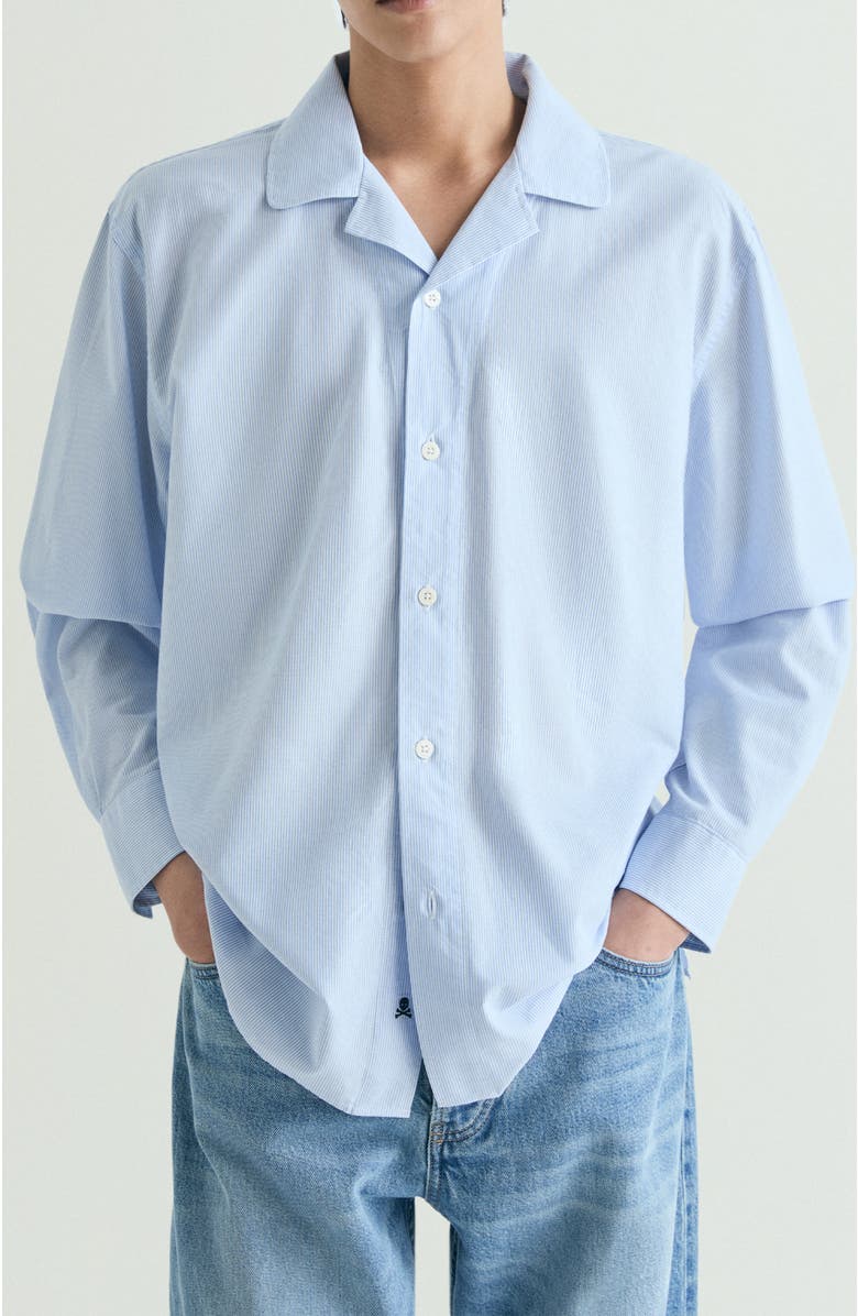 Scalpers Striped Oxford Shirt, Main, color, Skybluestripes