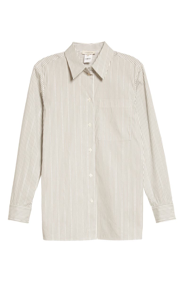 Lafayette 148 New York Greyson Metallic Stripe KindCotton Blend Shirt, Alternate, color,