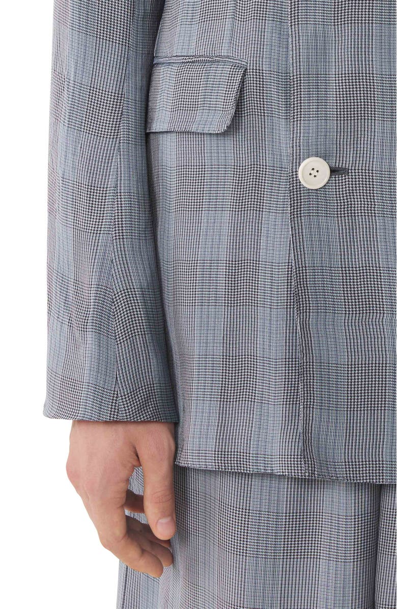 Lanvin Double-Breasted Jacket In Viscose, Alternate, color, Checkered, Pale Blue