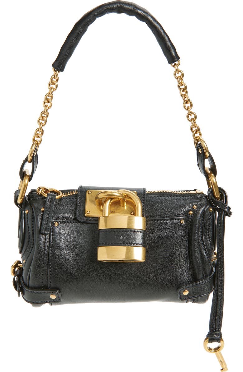 Chloé Small Paddington Leather Shoulder Bag, Main, color, Black