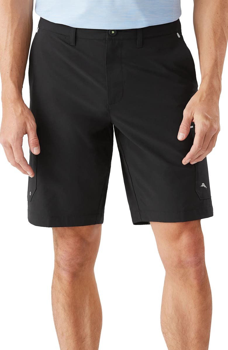 Tommy Bahama Cayman Isles Cargo Hybrid Board Shorts, Main, color, Black