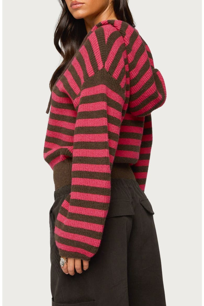 Cluny Striped Knit Zip Hoodie, Alternate, color, RED-AND-BROWN