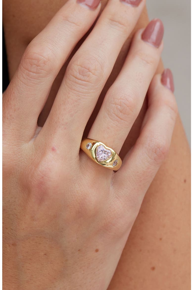 Bezel Set CZ Dome Ring, Alternate, color, GOLD