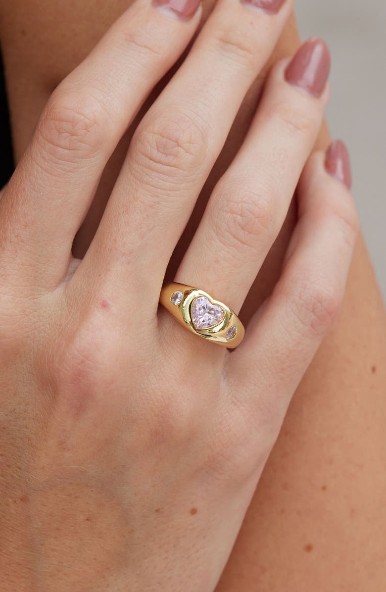 SAVVY CIE JEWELS Bezel Set CZ Dome Ring, Alternate, color, Gold