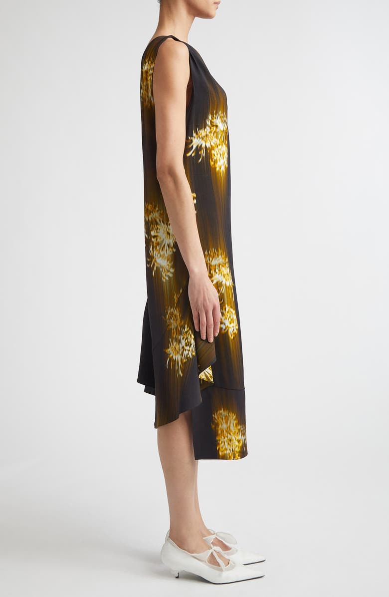 Proenza Schouler Rhetta Asymmetric Midi Dress, Alternate, color, Black Multi