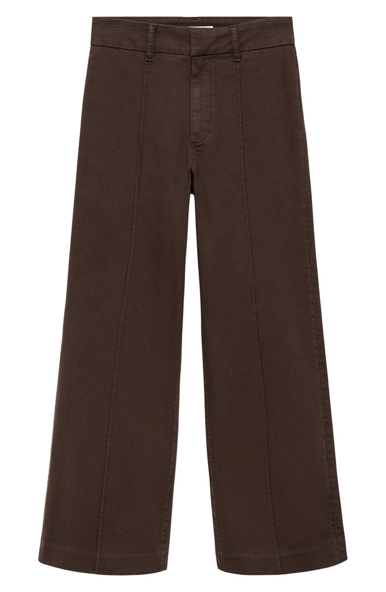 MANGO High Waist Front Seam Wide Leg Jeans, Alternate, color, Chocolate