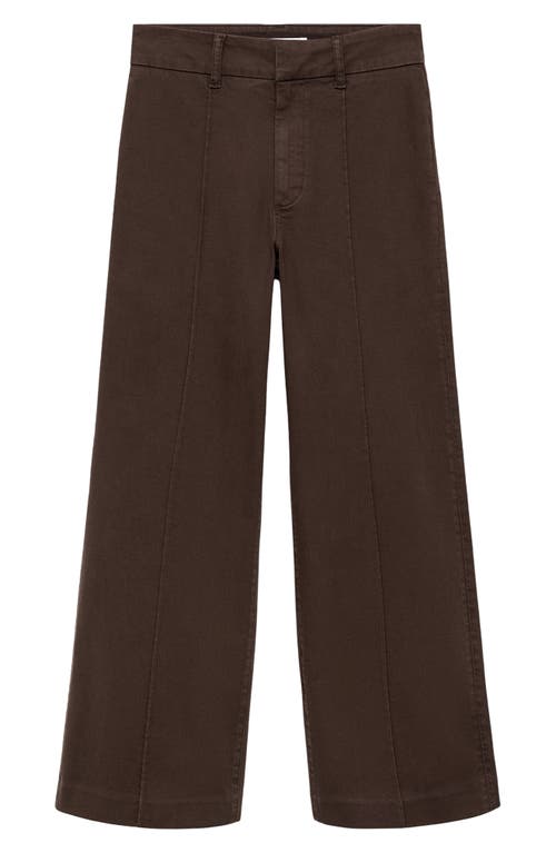Mango High Waist Front Seam Wide Leg Jeans In Brown