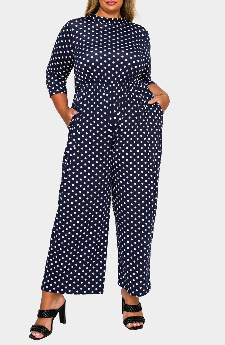 L I V D Lunette Dot Wide Leg Jumpsuit, Main, color, Navy White