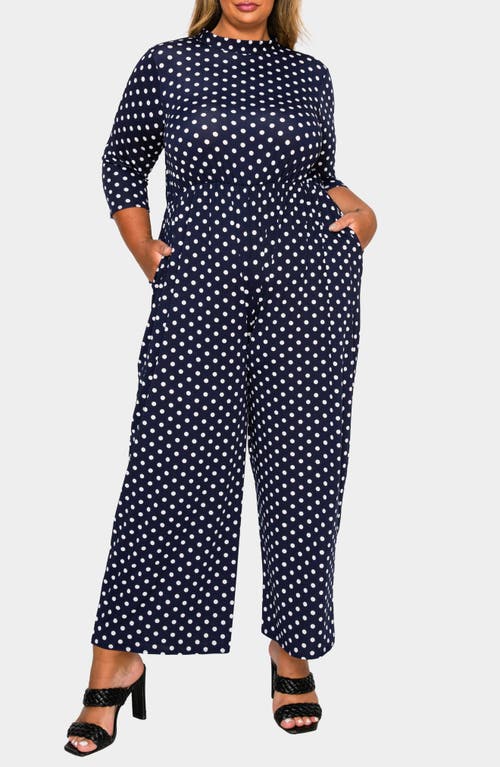 L I V D Lunette Dot Wide Leg Jumpsuit In Blue