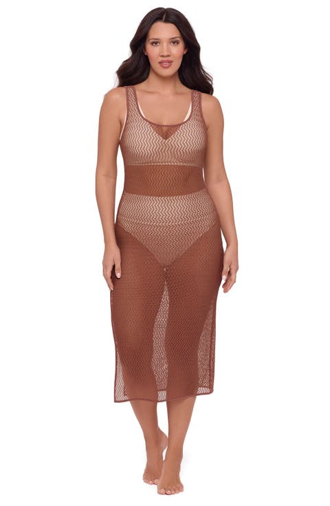 Front Slit Crochet Coverup Dress