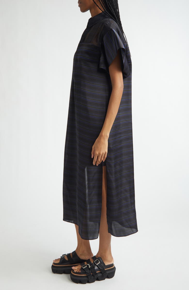 Sacai Horizontal Stripe Dress, Alternate, color, Black/ Navy