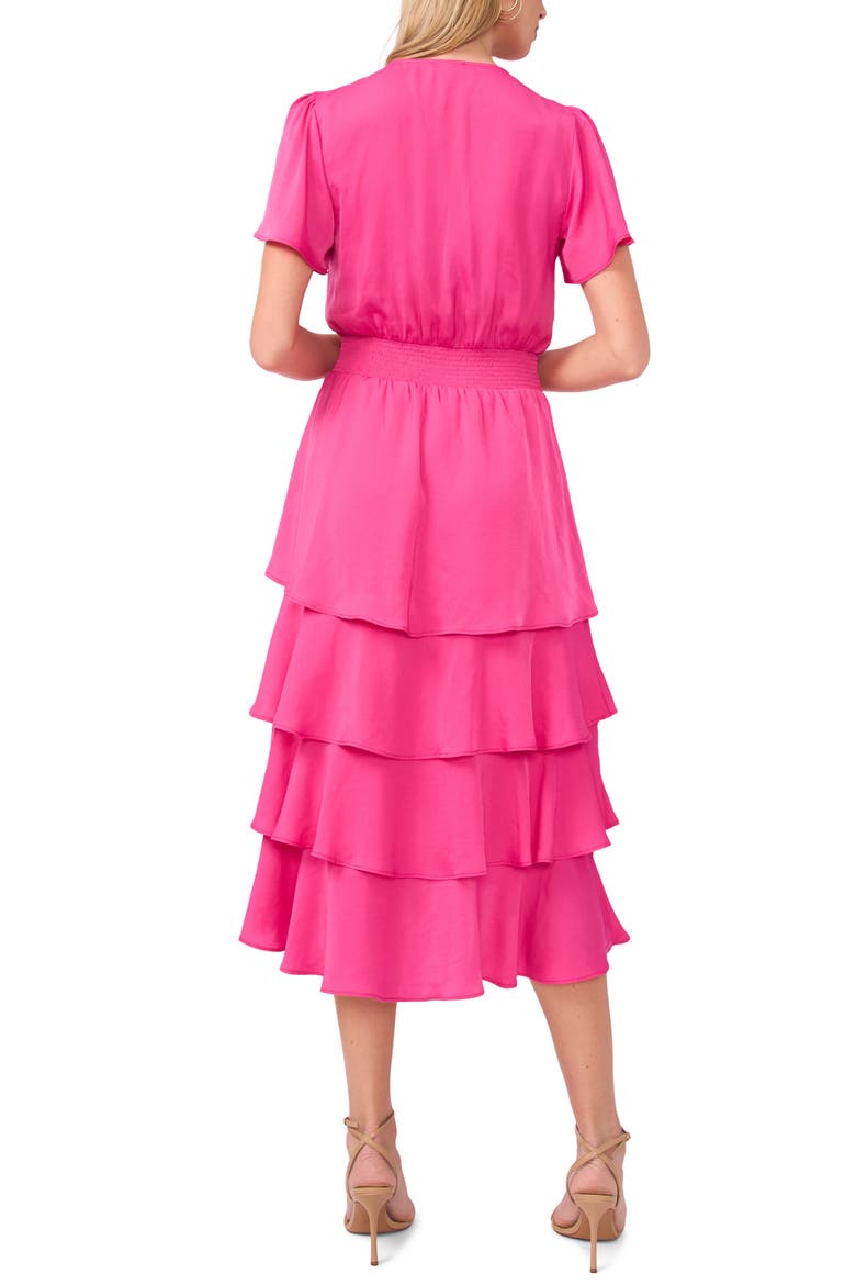 Flutter Sleeve Tiered Dress, Alternate, color, RASPBERRY SORBET