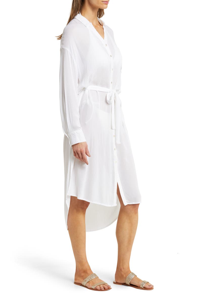 Long Sleeve Shirtdress, Alternate, color, WHITE