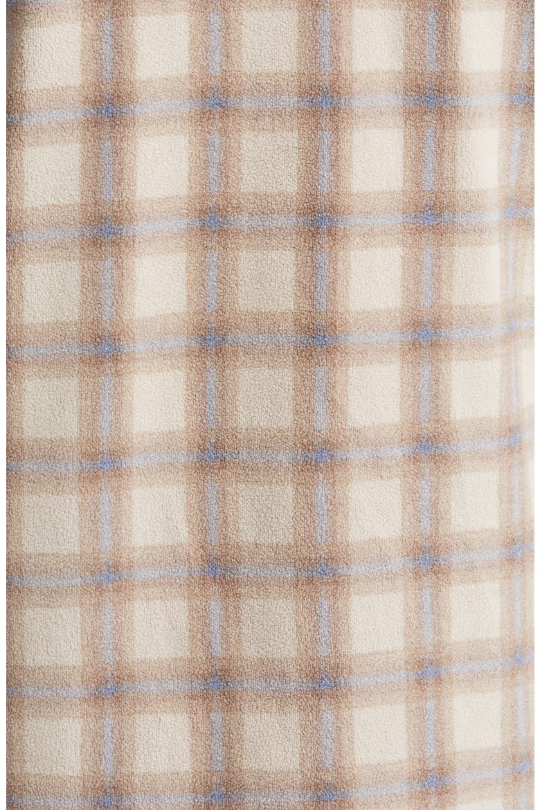 Plaid Print Fleece Quarter Zip Pullover, Alternate, color, BROWN/ BLUE PLAID