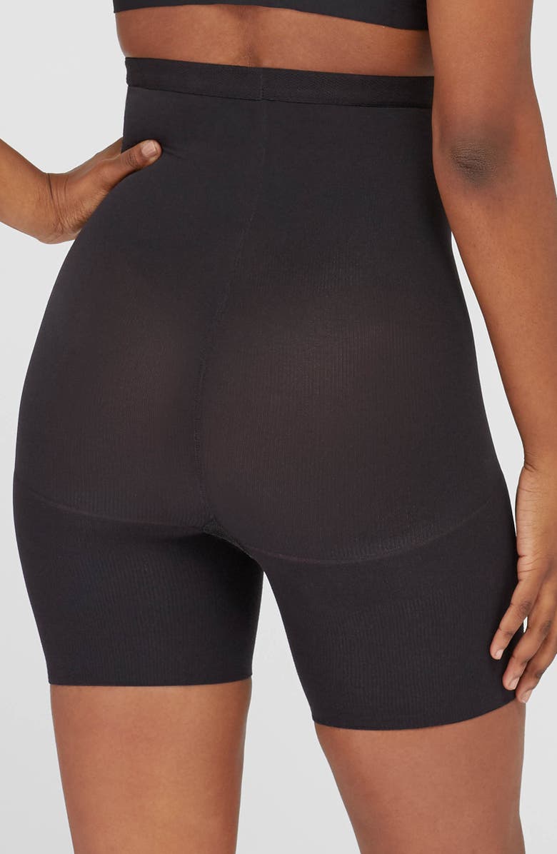 Assets by Spanx High Waist Shaping Shorts, Alternate, color, Black