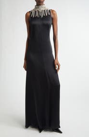 McQueen Chain Mail Open Back Satin Gown