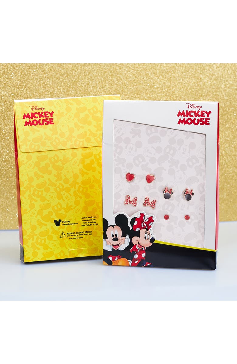 Disney Minnie Mouse Red Crystal and Enamel-Plated Stud Earrings, Alternate, color, Multicolor