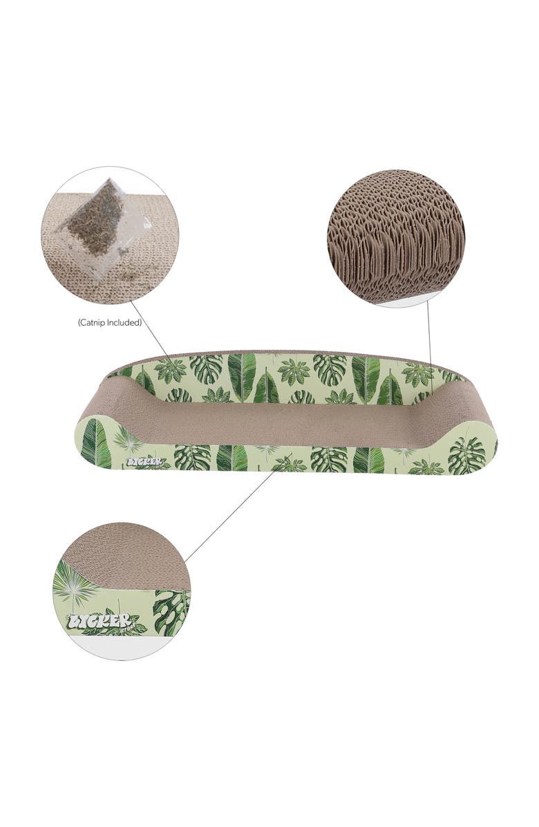 The Licker Store Montego 27.5" Coastal Patterned Cardboard Lounge Bed Cat Scratcher with Catnip, Alternate, color, 