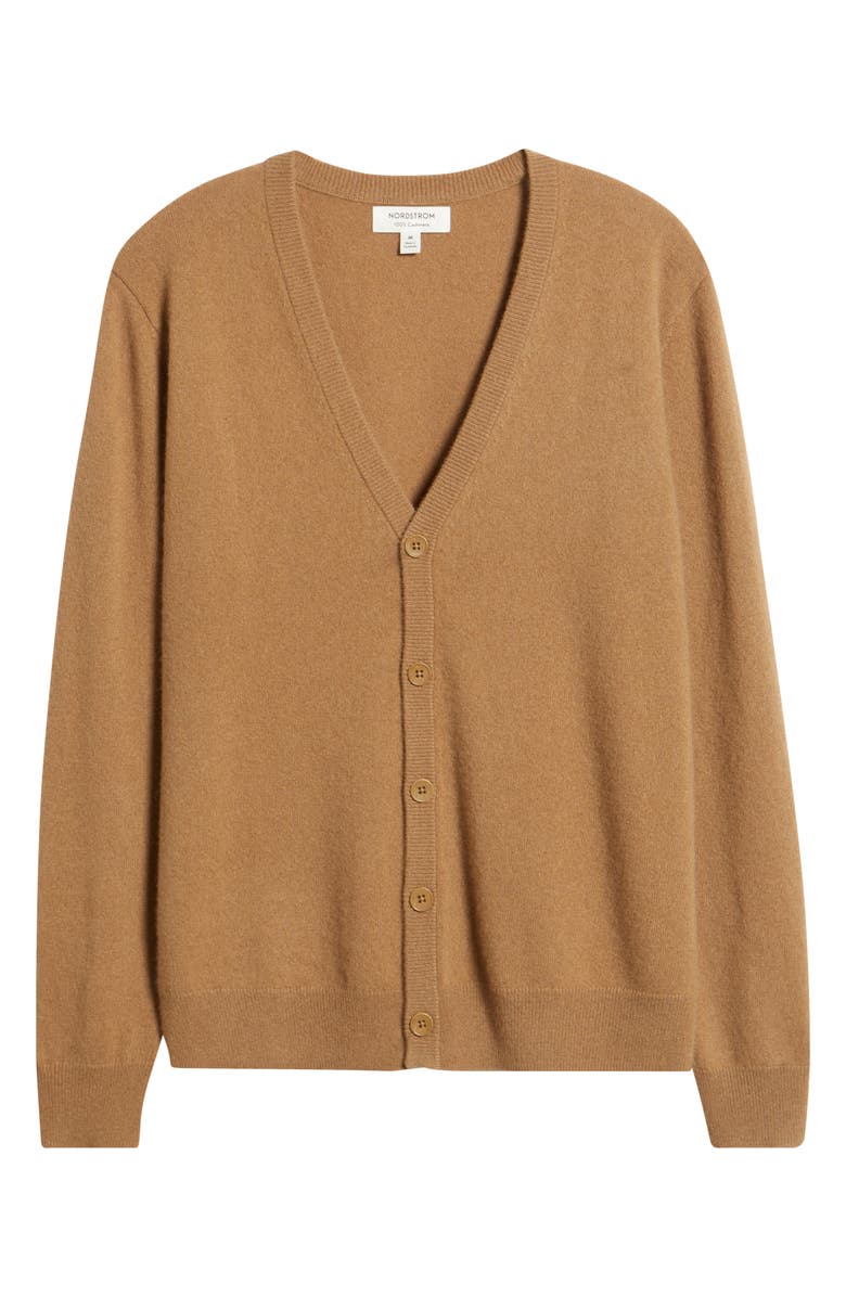 Nordstrom V-Neck Cashmere Cardigan, Alternate, color, Tan Cartouche