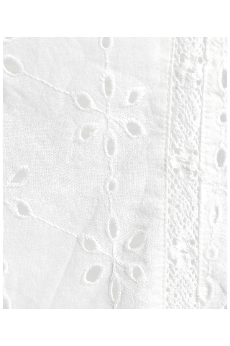 Plus Size Short Sleeve Mixed Media Eyelet Top, Alternate, color, White