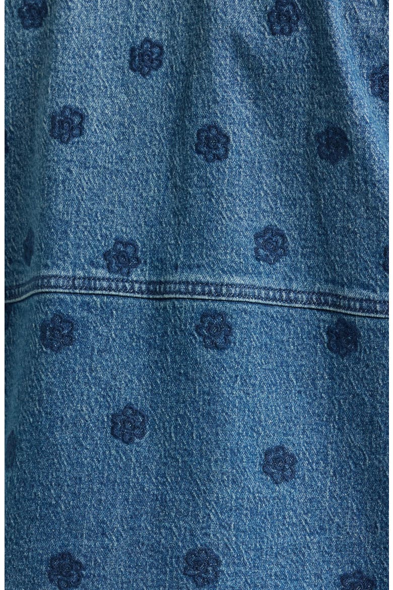 Floral Embroidery Crop Denim Jacket, Alternate, color, BLUE