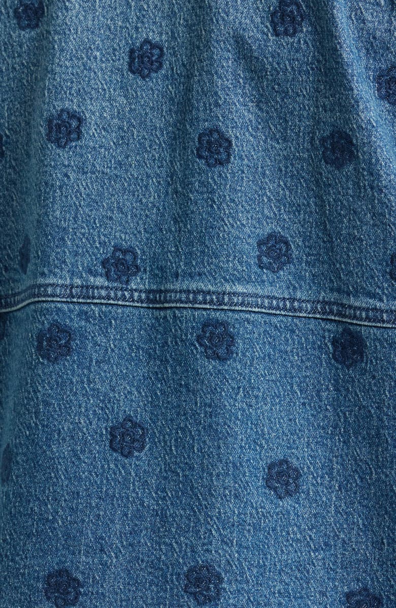 Wit & Wisdom Floral Embroidery Crop Denim Jacket, Alternate, color, Blue
