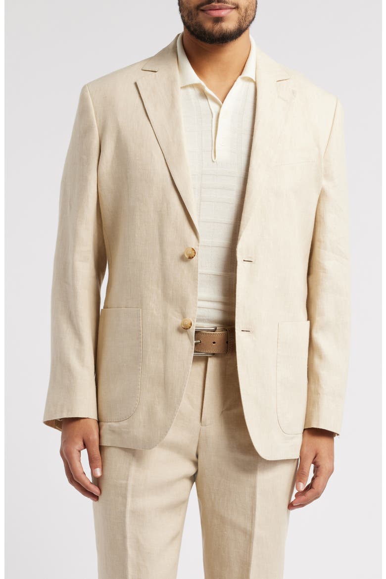 Henrik Trim Fit Solid Italian Linen Suit Separate Jacket, Alternate, color, TAN DESERT