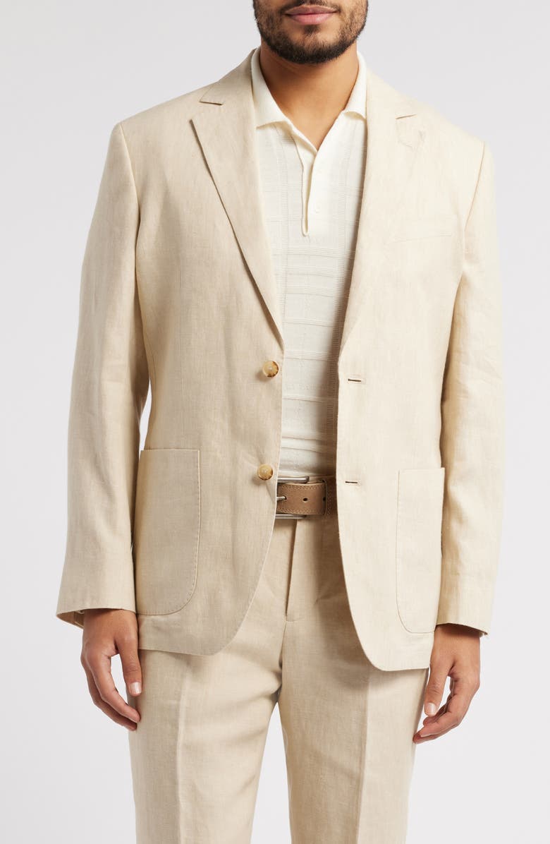 Nordstrom Henrik Trim Fit Solid Italian Linen Suit Separate Jacket, Alternate, color, Tan Desert