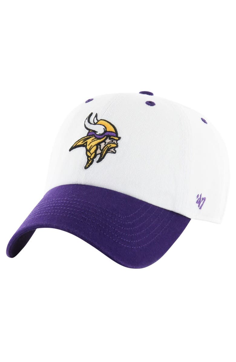 '47 Men's '47 White/Purple Minnesota Vikings Double Header Diamond Clean Up Adjustable Hat, Main, color,