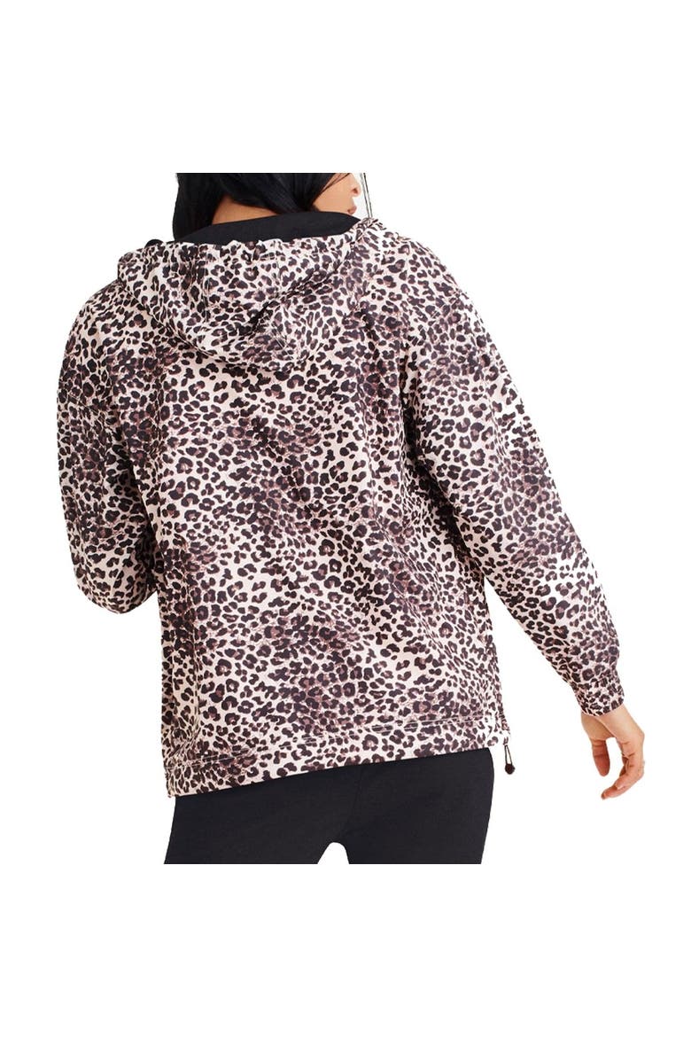 Women's DKNY Sport Leopard Brooklyn Nets Gabriella Windbreaker Half-Zip Hoodie, Alternate, color, Leopard