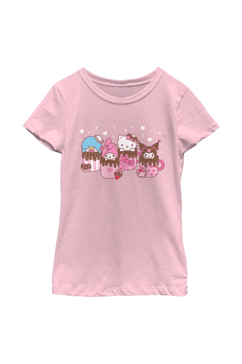 Girls Hello Kitty Lovely Mug Friends T Shirt, Main, color, Light Pink