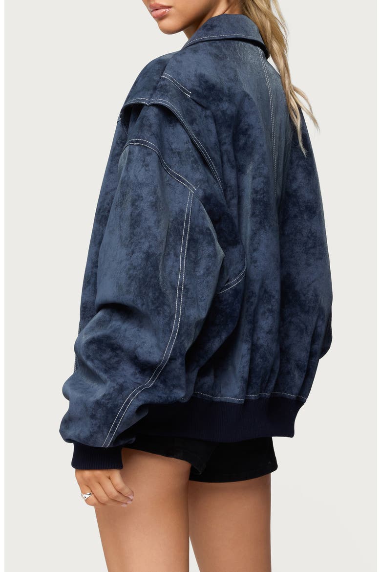 Ownley Oversize Faux Suede Jacket, Alternate, color, NAVY
