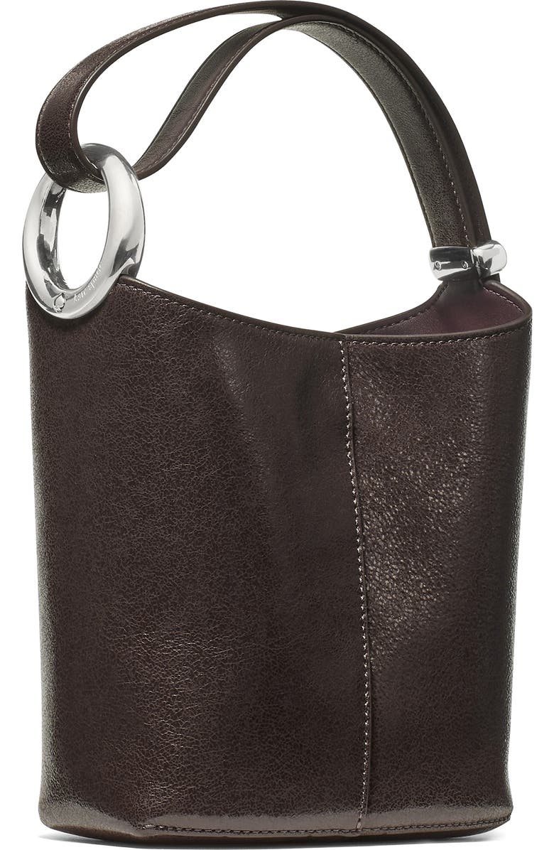 Kate Spade New York halo glazed leather mini bucket bag, Alternate, color, Hot Fudge