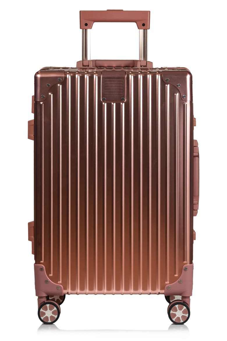 Aluminum Hardside Spinner Suitcase Carry-On, Alternate, color, ROSE GOLD