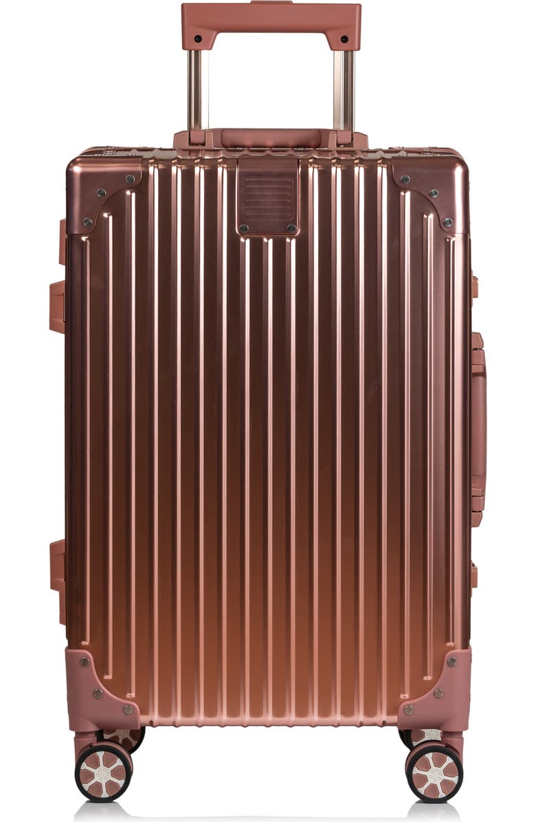CHAMPS Aluminum Hardside Spinner Suitcase Carry-On, Alternate, color, Rose Gold