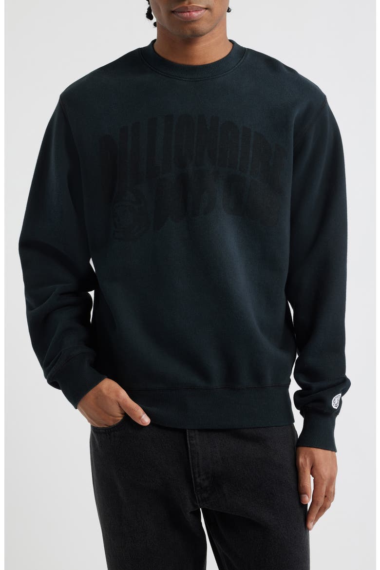 Curve Logo Faded Sweatshirt, Main, color, BLACK