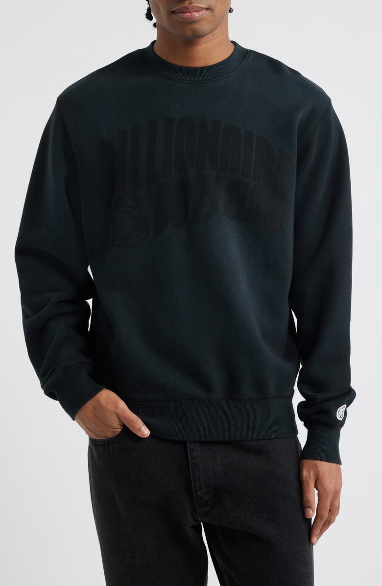 Billionaire Boys Club Curve Logo Faded Sweatshirt, Main, color, Black