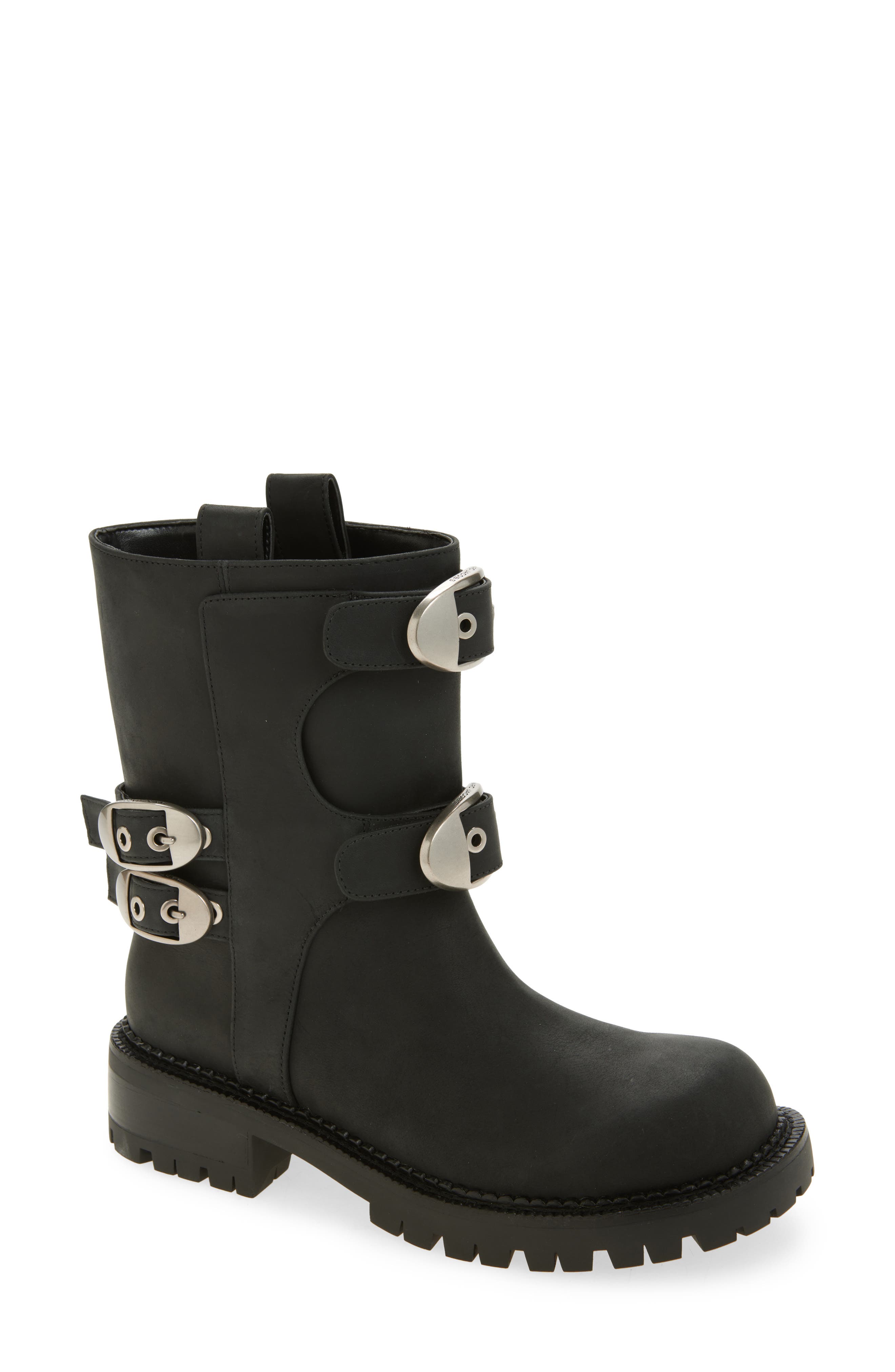 Marc Jacobs The Kiki Buckle Moto Boot, Main, color, Black