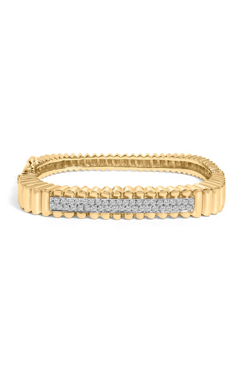 Haus of Brilliance 14K Yellow Gold 1 1/4 Cttw Diamond Ribbed Rounded Rectangle Bangle Bracelet, Main, color, Yellow
