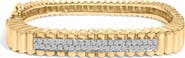 Haus of Brilliance 14K Yellow Gold 1 1/4 Cttw Diamond Ribbed Rounded Rectangle Bangle Bracelet