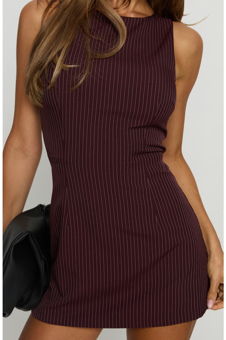 Yumiko Pinstripe Sleeveless Skirted Romper, Alternate, color, BURGUNDY PINSTRIPE
